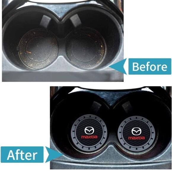 Mazda Car Cup Holder Coasters with Mazda logo set of 2 NWT - Picture 4 of 7